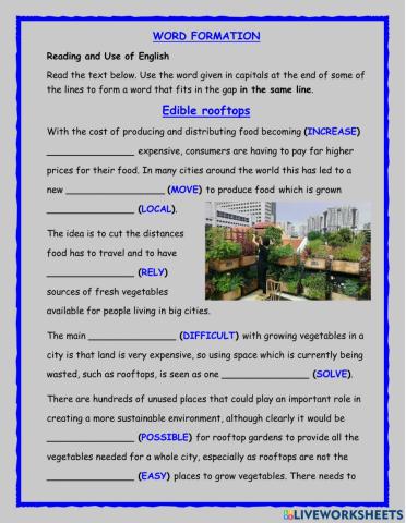 Word formation exercise