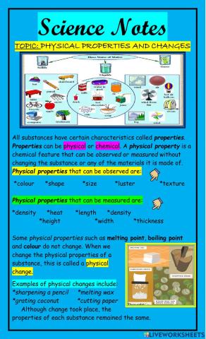 Physical & Chemical Change:  Notes