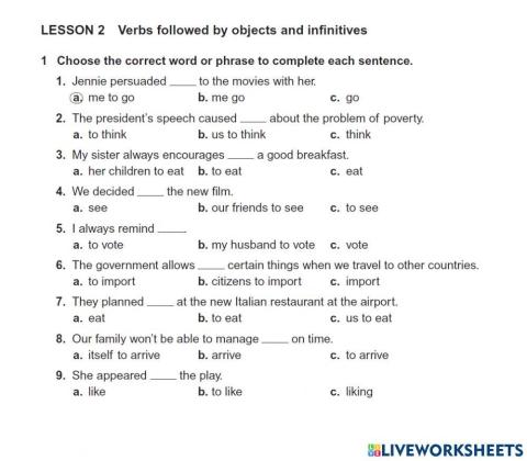 PDU 09 - Verbs followed by objects and infinitives