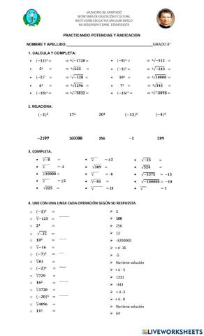 Potenciacion y radicacion