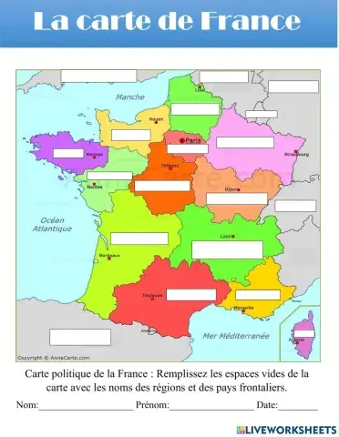 La carte de la France