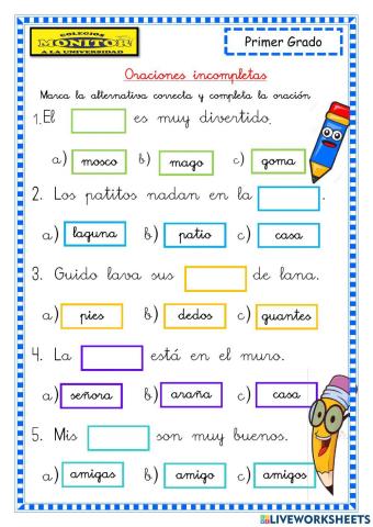 Oraciones incompletas