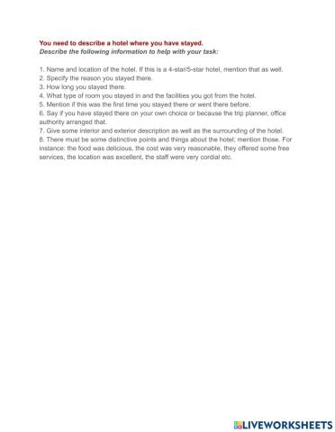 Hotel description writing