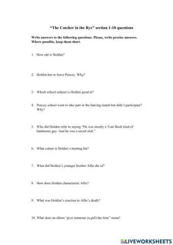 Catcher in the Rye 1-10