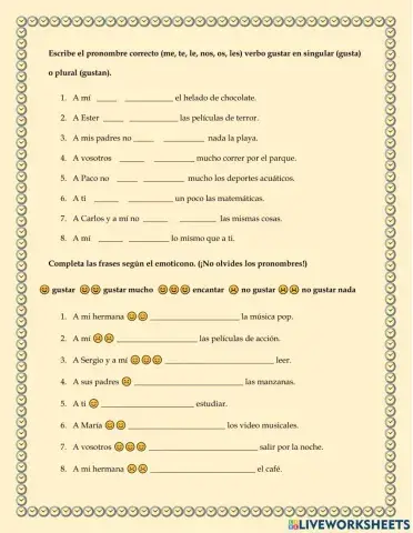 Verbo gustar y encantar