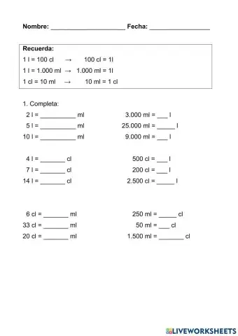 Unidades de capacidad.