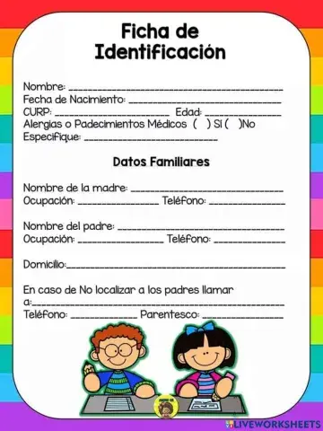 Ficha para información de inicio de curso