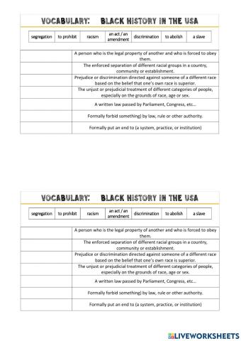 Vocabulary black history