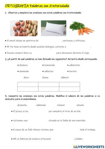 Palabras con h intercalada