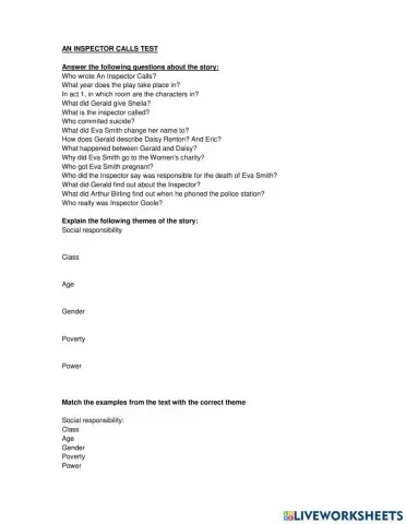 An Inspector Calls Test