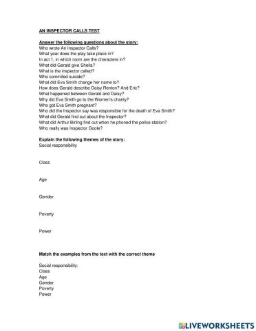 An Inspector Calls Test