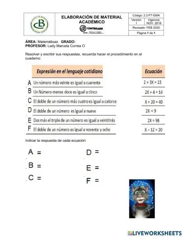 Lenguaje natural y ecuaciones