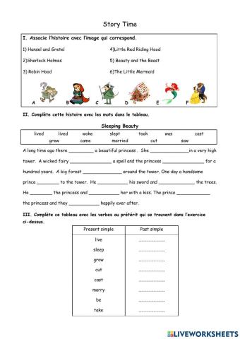 Sleeping Beauty story - simple past