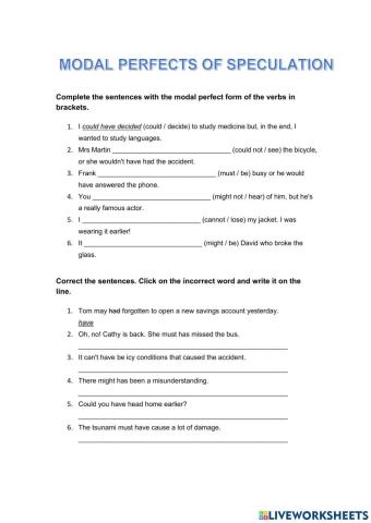 Modal Perfect of Specultation