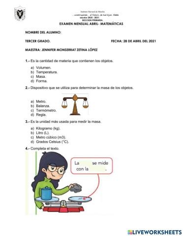 Examen ciencias naturales
