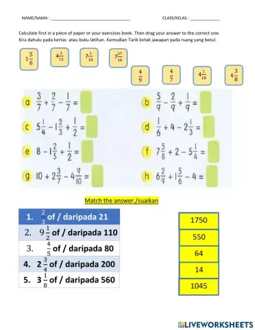 Fractions,decimal and percentages