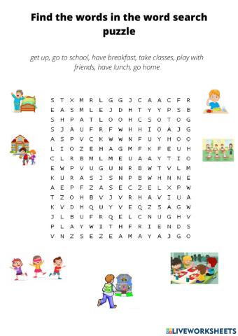 Daily activities word search