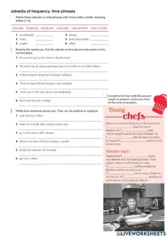 Present simple and continuous- adverbs of frequency