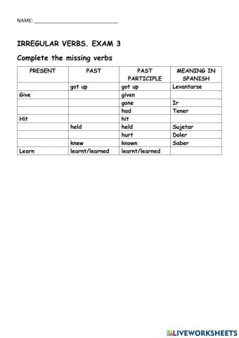 Verbs 3  get up - learn