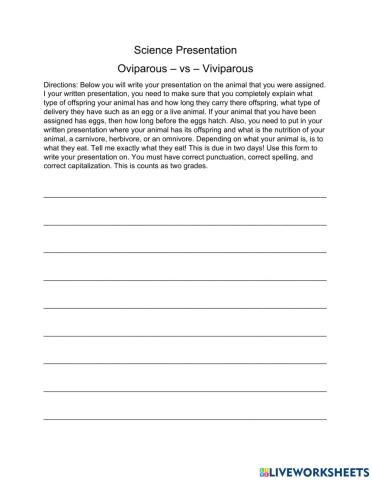 Oviparous-vsViviparous Written Presentation
