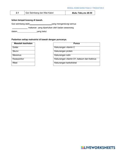 Sains Tingkatan 5 Bab 2.1kssm