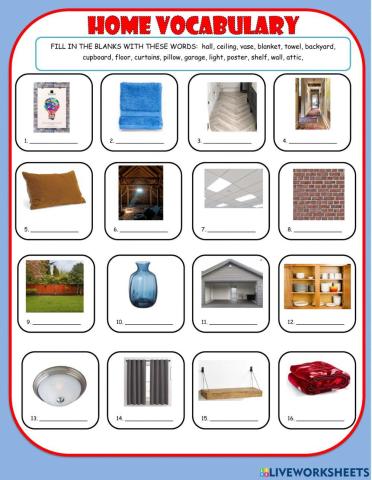 Home Vocabulary Fill in the Blank