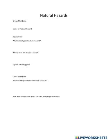 Natural Hazards Group Activity