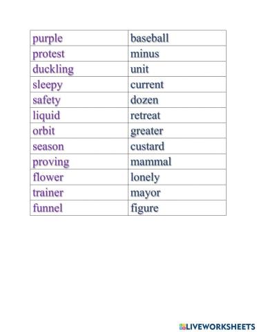 Practice two-syllable words
