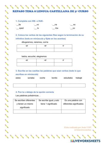 Repaso tema 8 castellano