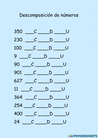 Descomposición de números
