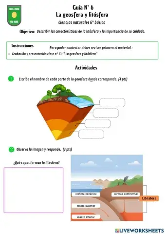 Guía N° 6-Geosfera y Litósfera- Ciencias naturales