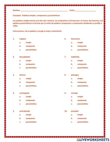 Palabras parasintéticas