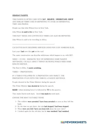 Fce  hearsay passive