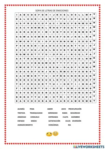 Sopa de letras emociones 1