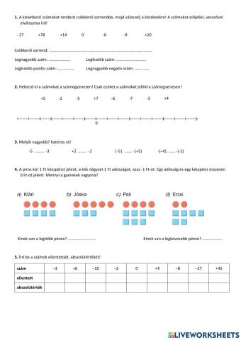 Egész számok összehasonlítása