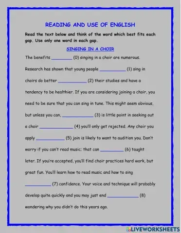 Reading and use of english