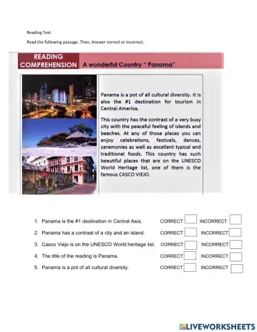 Tourism in Panama Reading