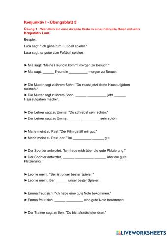 Konjunktiv I - Übungsblatt 3