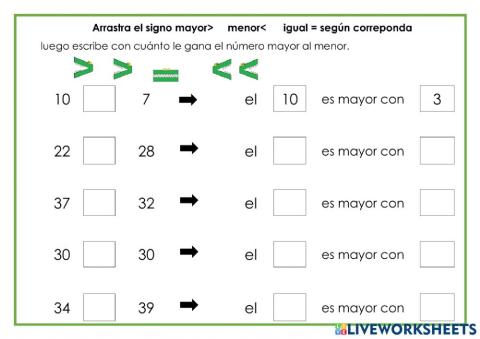 Comparacion de numeros