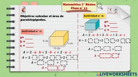 Área de paralelepípedos