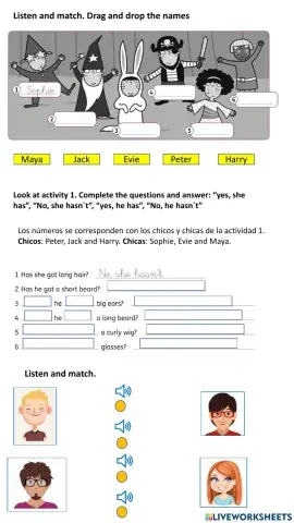 3º Listen and write names