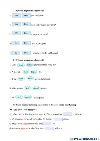 Unit 6 kl. IV kartkówka poprawa