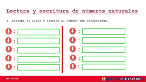 Escritura de números naturales