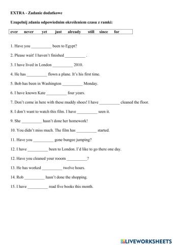 Present Perfect Time Expressions