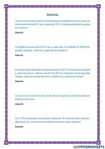 Problemas proporciones y porcentajes