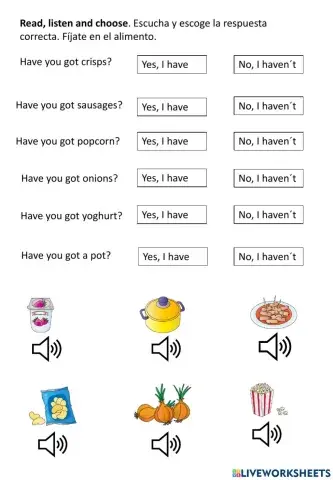 2º Listen and select. food