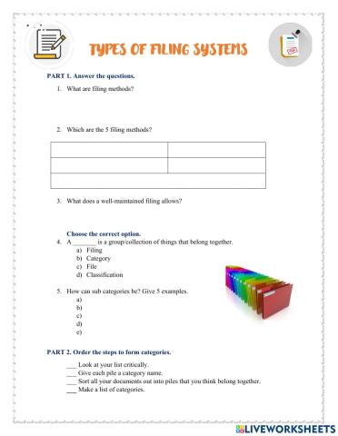 Types of filing systems