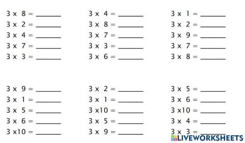 Repàs taula de multiplicar del 3
