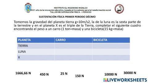 Sustentació física décimo