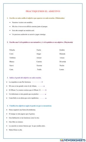 Practiquemos el adjetivo